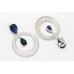 Handmade Earrings 925 Sterling Silver Artificial White & Blue Zircon Stones E43